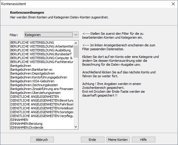 Assistent Kontenzuordnungen