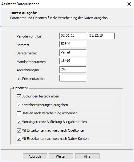 Assistent Datevausgabe